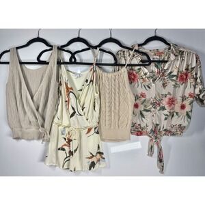 Women Tops Bundle 4 pcs S/M Lot - Coastal Boho Floral Knit Summer American Eagle